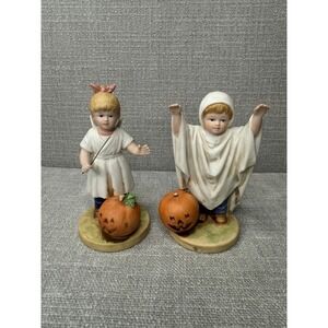Vintage 1985 HOMCO Denim Days HALLOWEEN FUN Figurine #1516 Ghost Pumpkin